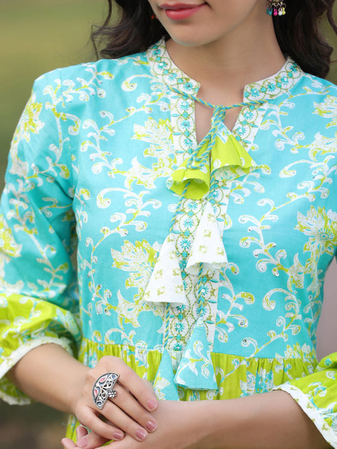 Women Printed Flared Sleeves Anarkali Kurta